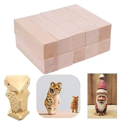 Afbeelding van TOKERD 20 stuks Whittling en Carving Houtblokken Onafgewerkte Basswood Blocks Zacht Hout Set voor Beginners Professionals (10 x 2,5 cm)