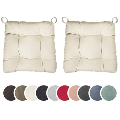 Afbeelding van sleepling Set van 2 stoelkussens, zitkussen Eva voor binnen en buiten, met klittenbandsluiting, 100% katoen, Made in EU, afmetingen: 40 (voor), 35 (achter) x 38 7 cm, beige