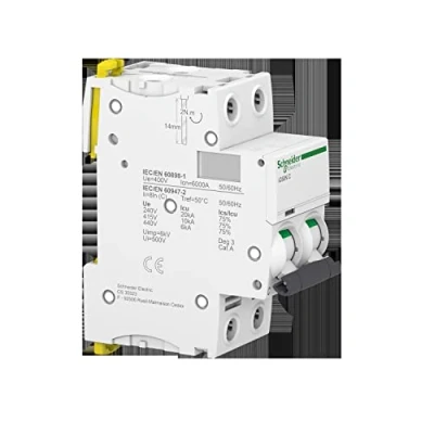 Afbeelding van Schneider electric ic60n installatieautomaat 2 polig 6ka 50ka c karakteristiek 3a 4 modulen a9f74203