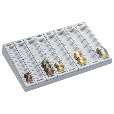 Afbeelding van Wedo 160780037 geldtelplank (met metalen bodem en 8 uitneembare muntgroeven, 27,9 x 18,8 4,8 cm) lichtgrijs
