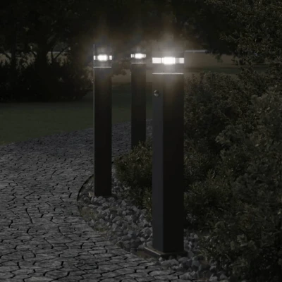 Afbeelding van Vloerlamp voor buiten met sensor 80 cm aluminium zwart