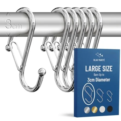 Afbeelding van BLAU MARITÉ 6 haken in S vorm met anti valsysteem. veiligheidsgesp. Lengte: 10 cm. Voor staven een diameter tot 3 opgeruimd huis. (L, Zilver)