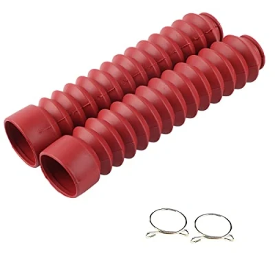 Afbeelding van 205 x 42 mm motorfiets vork rubber stofbescherming, afdekking Gamaschen Gators laarzen schokdemping stofbescherming default rood