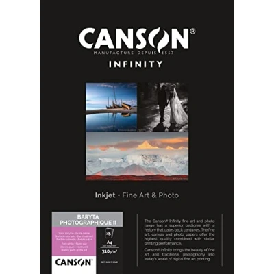 Afbeelding van Canson Infinity Baryta Photographique II, digitaal papier, vintage, baryta, gesatineerd, 310 g, vel, A4 21 x 29,7 cm, zuiver wit, 25 vellen