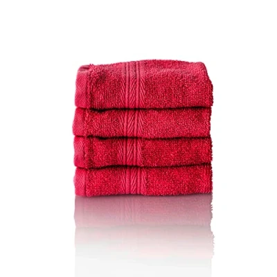 Afbeelding van ALCLEAR comfort badstof handdoekenset absorberend van 100% Ökotex katoen, serie in 6 kleuren en 5 maten, kleur: rood, 4x gastendoekjes 30x50 cm