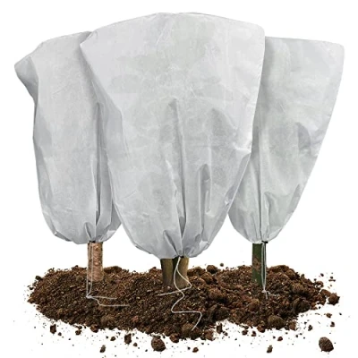 Afbeelding van VOUNOT Set van 3 Winterbescherming voor Planten, Potplanten, Vorstbescherming, Potplantenzak met Trekkoord, 80 g/m², x 100 cm