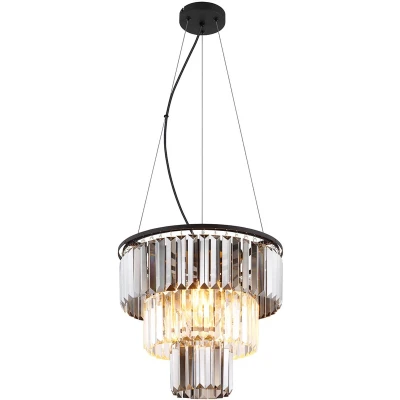 Afbeelding van Globo Hanglamp Naxis, rookgrijs/helder, Ø 40 cm, kristal