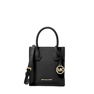 Afbeelding van Michael Kors Mercer Extra Kleine Kiezelleer Crossbody Tas, Zwart, XS, Drop