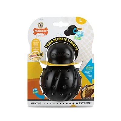 Afbeelding van Nylabone Max Strength Rubber Cone Dog Chew Toy, Rundvlees Smaak, Spullen met traktaties, Groot, voor honden 0 23kg