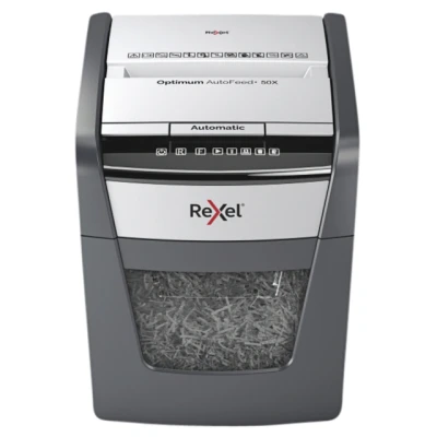 Afbeelding van Papiervernietiger Rexel Optimum Auto+ 50X P4 snippers 4x28mm