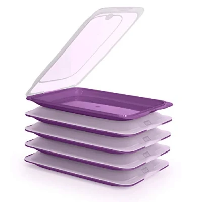 Afbeelding van Fresh System Hoogwaardige vershouddoos voor vleeswaren Optimale opslag in de koelkast, afmetingen 17 x 3,2 25,2 cm (5x aubergine)