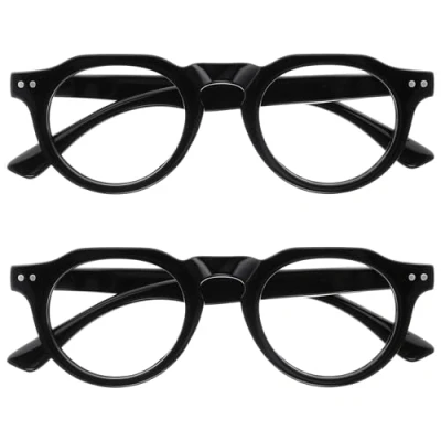 Afbeelding van OPULIZE RIO 2 Pack Blauwlichtfilter Leesbril Plat Bovenstuk Zwart Heren &amp; Dames Veerscharnieren BB53 1 +3.00