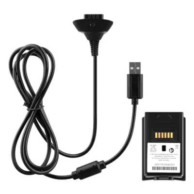 Afbeelding van OSTENT 2 in 1 Laderkabel + Navulbaar Batterijpak Compatibel systeem voor Xbox 360 Draadloos Controlemechanisme Kleur Zwart