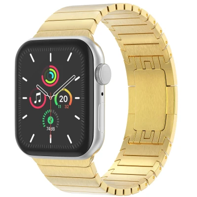 Afbeelding van Apple Watch bandje Staal Goud Geschikt voor Series1/2/3/4/5/6/7/8/9/10/SE (38/40/41 mm) Series 10 (42