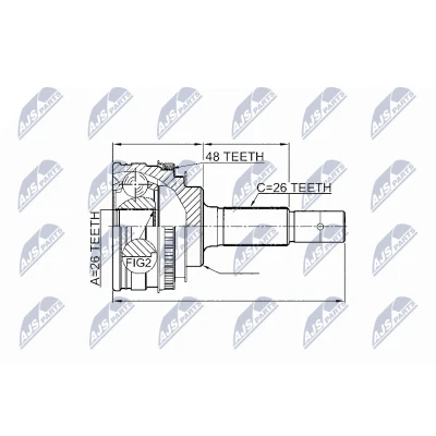 Afbeelding van Homokineet reparatie set, aandrijfas NTY NPZ TY 003
