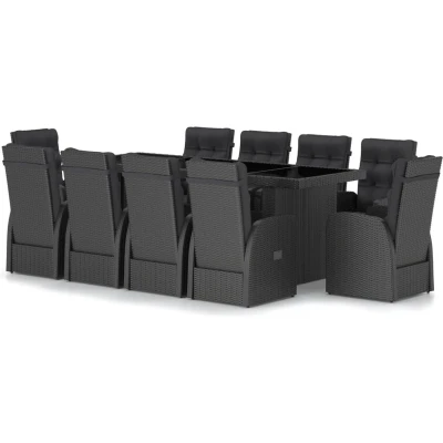 Afbeelding van vidaXL 11 delige Tuinset met kussens poly rattan zwart