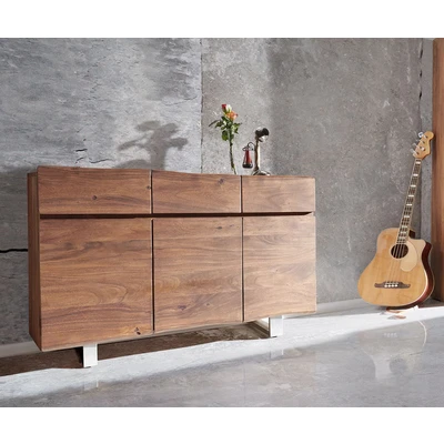 Afbeelding van Commode Live Edge acacia bruin 147 cm 3 deuren laden boomrand dressoir