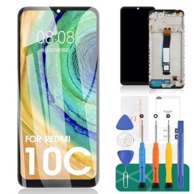Afbeelding van Voor Xiaomi Redmi 10C Screen Vervanging Lcd scherm Touchscreen Digitizer Vergadering 220333QAG Reparatie Kits (met Frame, Zwart)