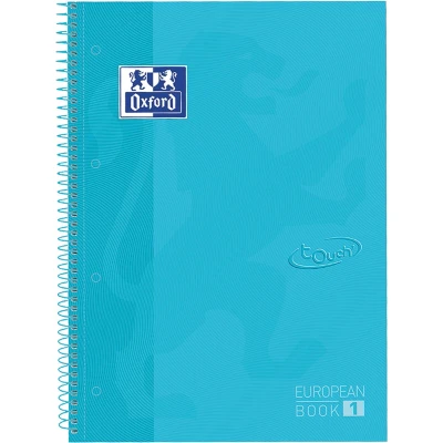 Afbeelding van Oxford School Touch Europeanbook Spiraalblok, Ft A4+, 160 Bladzijden, Geruit 5 Mm, Pastel Blauw Notitieboek