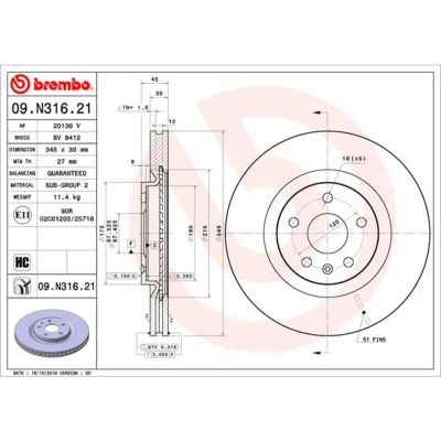 Afbeelding van Brembo Remschijven 09.N316.21