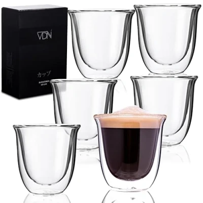 Afbeelding van VDNDubbelwandige glazen espresso 70 ML Set van 6