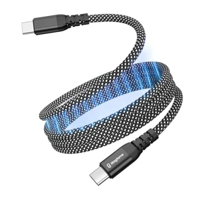 Afbeelding van Magtame Magnetische USB C kabel, elastische gewikkelde naar oplaadkabel, 60 W (3A), 1 meter, intrekbare nylon gevlochten type C, snellaadkabel, compatibel met i Phone 16, voor Samsung