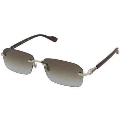 Afbeelding van Gucci Uomo GG1221S 008 Occhiali da sole Metallo Argento Marrone Squadrata