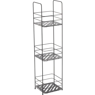 Afbeelding van MSV badkamer/doucherek 3 laags staand zwart 17 x 16 63 cm metaal Douche en badrekjes