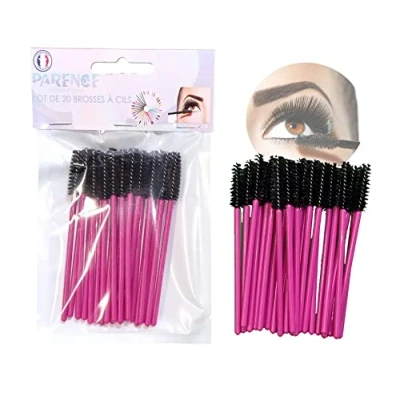Afbeelding van PARENCE 20 stuks wimperborstels, semi herbruikbaar en wasbaar, van zachte premium vezels, wegwerpproduct na 5 toepassingen, wimperkwasten, make up kwasten, mascara, wenkbrauwkwast, applicator,zwart