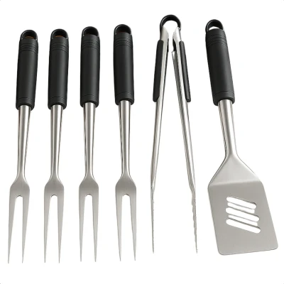 Afbeelding van Cheqo BBQ Gereedschapset Tang Barbecue Set Spatel Vleesvork RVS 6 Delig Voor &amp; Grill