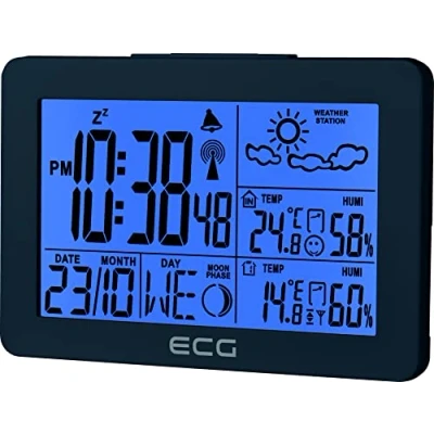 Afbeelding van ECG MS 200 Grey Weerstation binnen en buitentemperatuur HTN LCD display Waterdichte Buitensensor 3 kanaals sensor