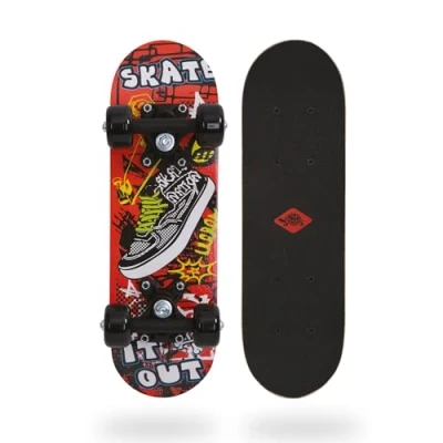 Afbeelding van Schildkröt® Mini skateboard 17&quot; Skate It Out kinderskateboard vanaf 4 6 jaar houten deck 43 x 13 cm cool design voor kinderen