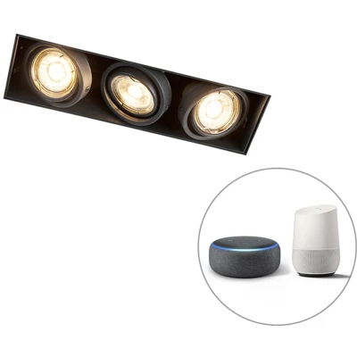 Afbeelding van QAZQA Moderne smart inbouwspot zwart trimless incl. 3 GU10 Wifi