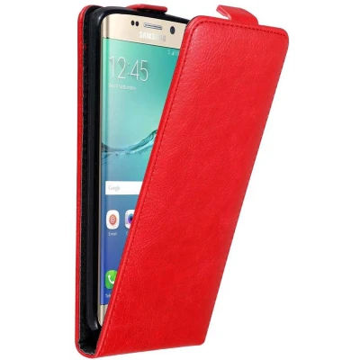 Afbeelding van Cadorabo Hoesje geschikt voor Samsung Galaxy S6 EDGE PLUS in APPEL ROOD Beschermhoes flip design Case Cover met magnetische sluiting