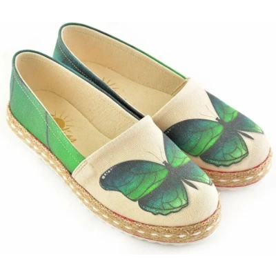 Afbeelding van GOBY Groene Vlinder Ballerinas Flats Hoge kwaliteit Handmade Meisjesprint Maat 38