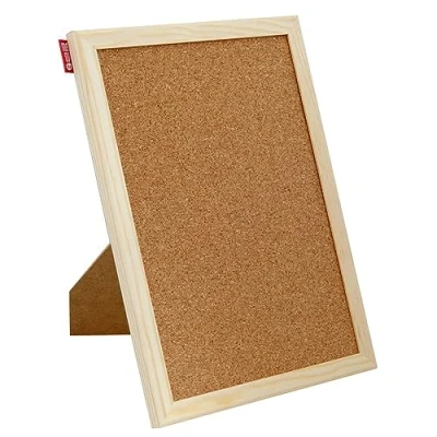 Afbeelding van MEMOBE Kurkbord, kurkbord met houten frame, prikbord van kurk, prikbord, kurkwand, verticale of horizontale opstelling, 30 x 21 cm