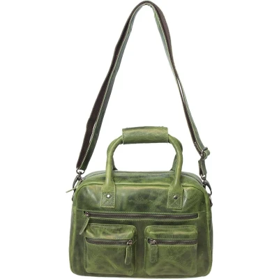 Afbeelding van Tas Dames Lichtgroen Leer Lederen Schoudertas Handtas Echt Medium Formaat