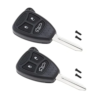 Afbeelding van Create idea 3 knops Auto Sleutelhanger Case Vervanging Behuizing Shell Compatibel met Chrysler 300C Dodge Jeep Ongesneden Sleutel Blade 2 Stks