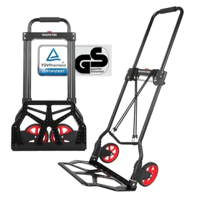 Afbeelding van YEAUPE PRO steekwagen inklapbaar, 100 kg draagkracht &amp; in hoogte verstelbaar, voor wagen verplaatsen en transporteren met 2 expanderkabels sponsgreep