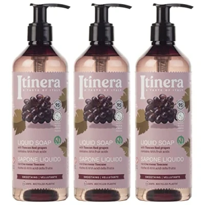 Afbeelding van ITINERA Gladmakende Vloeibare Zeep met Toscaanse Rode Druiven, 95% Natuurlijke Ingrediënten 370 ml (3 stuks)