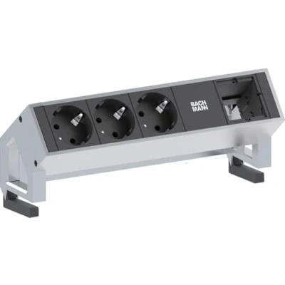 Afbeelding van BACHMANN DESK2 3x geaard stopcontact 1x ABD GST18 Inox
