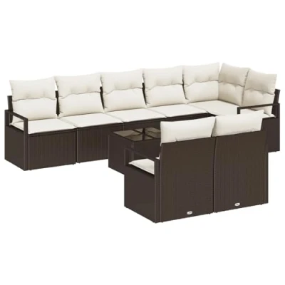 Afbeelding van vidaXL 8 delige Tuin Sofa Set met Kussens Grijs Poly Riet