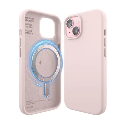 Afbeelding van elago Magnetische Silicone Hoesje Compatibel met iPhone 15 Case, MagSafe Alle Accessoires, Ingebouwde Magneten, Premie Siliconen [5 Laags Structuur] (Lovely Roze)
