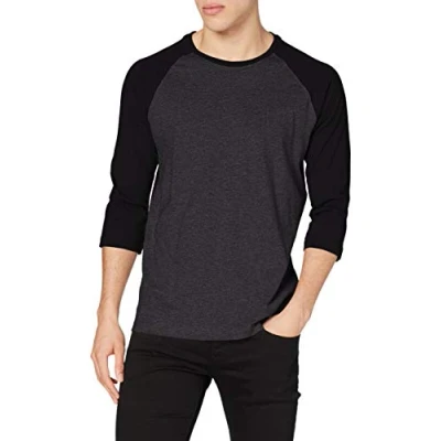 Afbeelding van Urban Classics Contrast 3/4 Sleeve Raglan Longsleeve charcoal/black, Heren, Maat: 4XL, Charcoal/black
