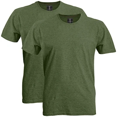 Afbeelding van Gildan Softstyle G64000 T shirt voor heren, katoen, 2 stuks, medium, groen (Heather Military Green), M