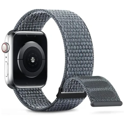 Afbeelding van Apple Watch Nylon sport loop band Grijsgroen Extra sterke klittenbandsluiting Geschikt voor 38mm / 40mm 41mm