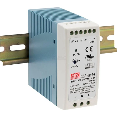 Afbeelding van Mean Well DRA 60 12 DIN rail netvoeding V/DC 5 A W Aantal uitgangen: 1 x Inhoud: stuk(s)