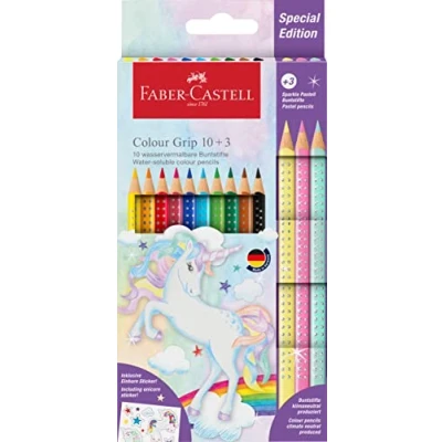 Afbeelding van 5x Kleurpotlood Faber Castell grip Unicorn 10 colour 3 sparkle