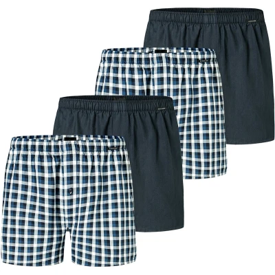 Afbeelding van Schiesser 4ER PACK WEB Boxershorts Blau dunkelblau, Heren, Maat: Small, dunkelblau