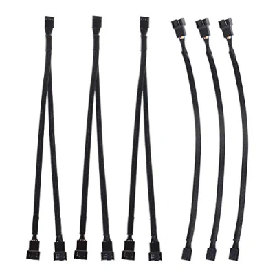 Afbeelding van TOOHUI® 3 stuks 4 pins PWM ventilator verlengkabel, fan splitter, Y kabel zwart, PC energiekabel 1 tot 2 converters